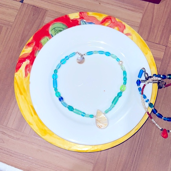 Real teardrop mother of pearl abalone shell AAA, real baroque pearl and Murano - Picture 5 of 5